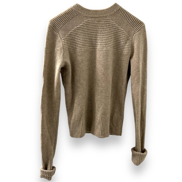 Faherty Wool Cashmere Knit Oatmeal Tan Sweater with Button Details - Picture 2 of 4